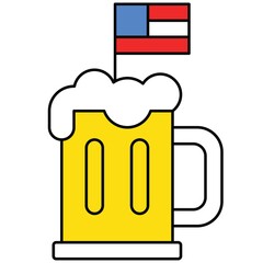 Mug of beer, United state independence day related icon