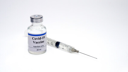 Vaccine and syringe injection. It use for prevention,immunization,COVID-19,nCoV 2019 ). Medicine infectious concept.