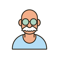 Grandfather or old man cartoon line and fill style icon vector design