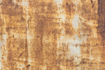 Texture of rusty metal sheet. Oxidized iron list