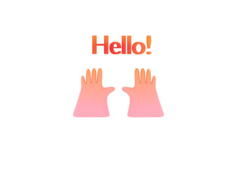 手のひらとHellow！のハンドサインの3dレンダーイラスト
