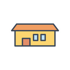 house with windows and door line and fill style icon vector design