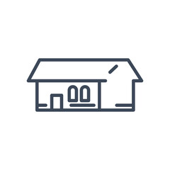 house with windows and door line style icon vector design