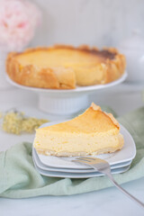 sweet home made vanilla cheesecake with elderflower
