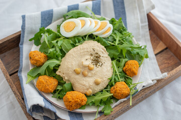 healthy home made avocado hummus salad bowl