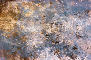 Colorful silver grey and gold abstract background. Natural texture of the brush strokes with oil paints.