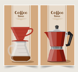 Moka pot Vector coffee banner, Coffee design vector illustration
