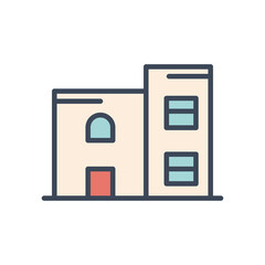 house with windows and door line and fill style icon vector design