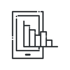 Smartphone with bars chart line style icon vector design