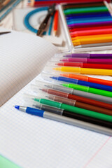 Obraz premium Back to school. Colorful office or school supplies. Copy space