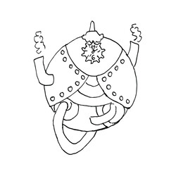 Christmas  toy from gears and cogs. Ball in steampunk style isolated on a white background . Vector illustration in sketch style. A linear pattern. Coloring pages for children and adults.