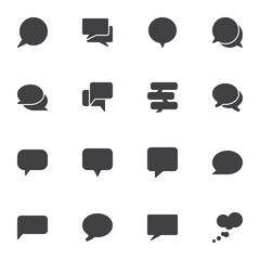 Empty speech bubbles vector icons set, modern solid symbol collection, filled style pictogram pack. Signs, logo illustration. Set includes icons as dialog conversation, chat message, forum comment