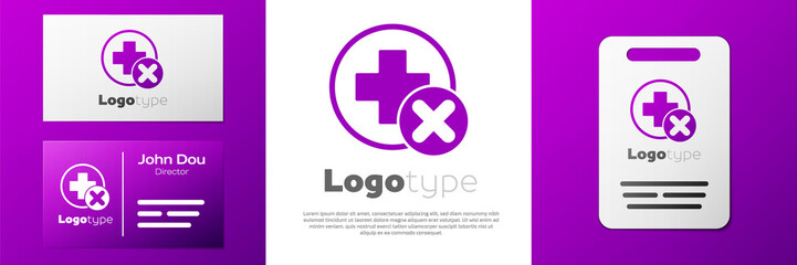 Logotype Cross hospital medical icon isolated on white background. First aid. Diagnostics symbol. Medicine and pharmacy sign. Logo design template element. Vector Illustration.