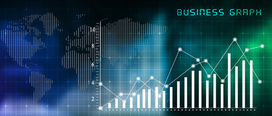2d rendering Stock market online business concept. business Graph 