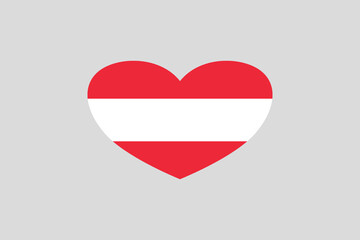 Austria flag in the heart shape. Isolated background.