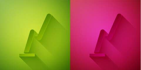 Paper cut Windscreen wiper icon isolated on green and pink background. Paper art style. Vector Illustration.