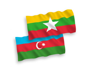 Flags of Azerbaijan and Myanmar on a white background
