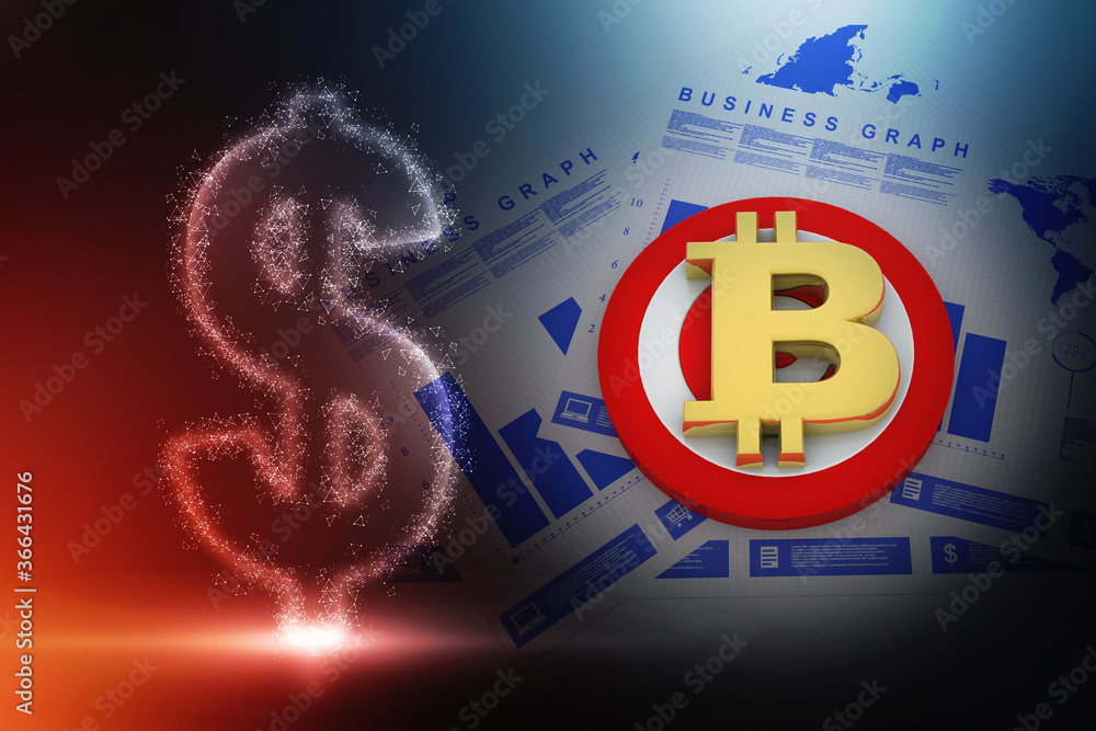 Poster 3d rendering bitcoin sign with target