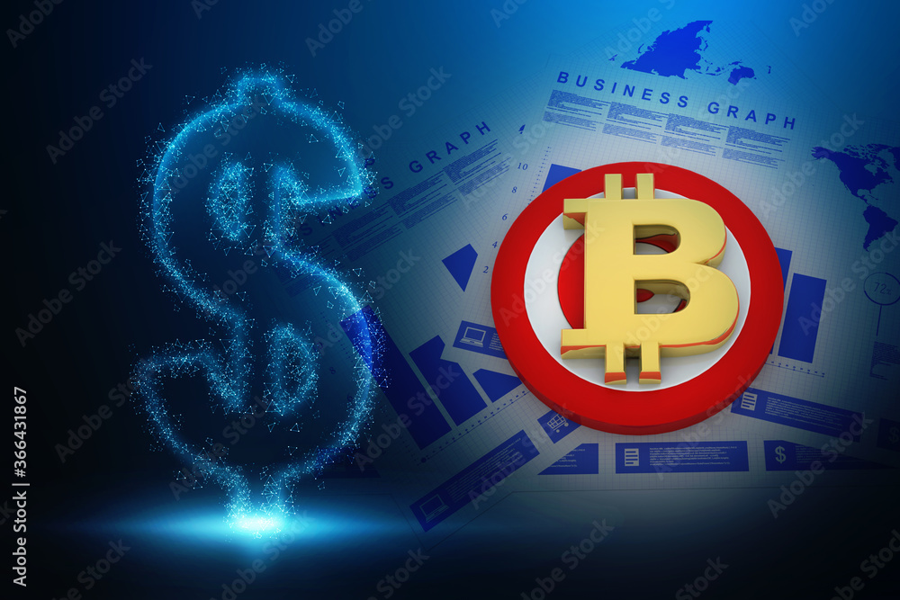 Poster 3d rendering bitcoin sign with target
