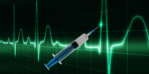 3D illustration Syringe with needle 