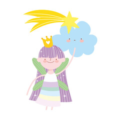 little fairy princess shooting star clouds tale cartoon