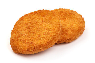 Fried Chicken Cordon bleu in breadcrumbs, isolated on a white background