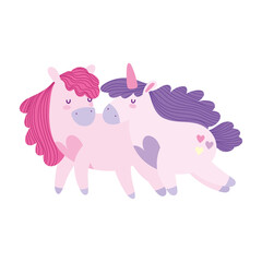 Obraz na płótnie Canvas little unicorns fantasy magic adorable animal cartoon