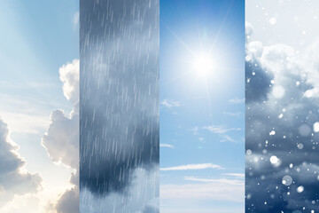 The changes of weather. A natural phenomenon of the differences of four seasons - obrazy, fototapety, plakaty