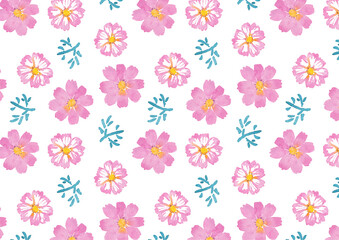 手描き水彩イラスト　コスモスの壁紙背景