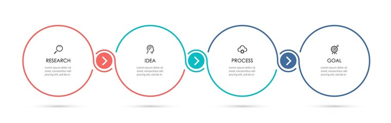 Vector Infographic label design template with icons and 4 options or steps. Can be used for process diagram, presentations, workflow layout, banner, flow chart, info graph.