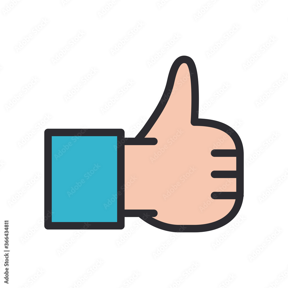 Poster like gesture with hand line and fill style icon vector design