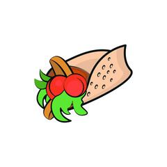 Vector burrito icon template. Traditional food logo concept: kebab, sandwich, shawarma, fajita, durum. Street fast food symbol illustration. Modern design for bar, cafe, stall, delivery