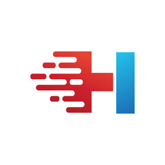 Letter H with Fast Cross Logo Design, Vector, Template