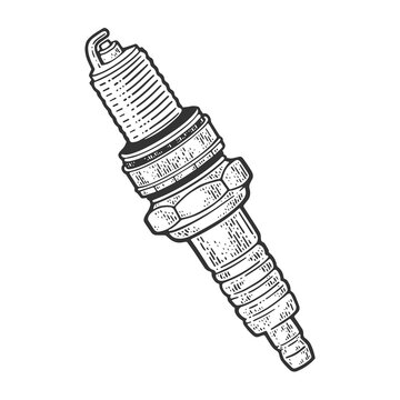 recommend clip art: Spark plug sketch engraving vector illustration. T-shirt apparel print design. Scratch board imitation. Black and white hand drawn image.