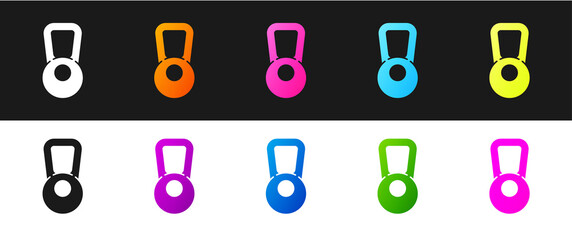 Set Kettlebell icon isolated on black and white background. Sport equipment. Vector Illustration.