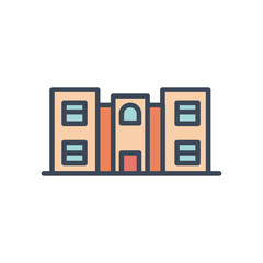 city building with windows line and fill style icon vector design