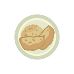 Cartoon Roti canai, cane. Prata bread.