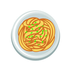 Hand drawn vector illustration of a plate of Fettuccine Alfredo.