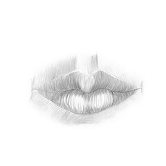 Simple pencil drawing of human lips.