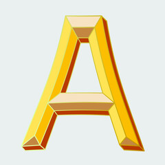Vector letter A with yellow shades.