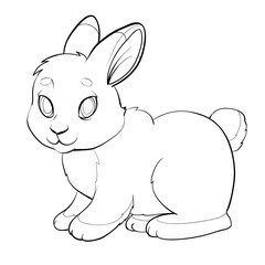 sketch of a rabbit with big eyes, coloring, isolated object on a white background, vector illustration,