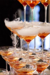Closeup of a Pyramid of Glasses