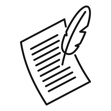 recommend clip art: Storyteller feather paper icon. Outline storyteller feather paper vector icon for web design isolated on white background