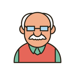 Grandfather or old man cartoon line and fill style icon vector design