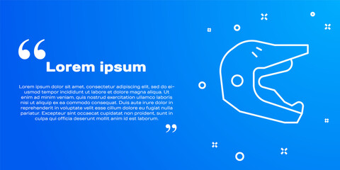 White line Motocross motorcycle helmet icon isolated on blue background. Vector Illustration.