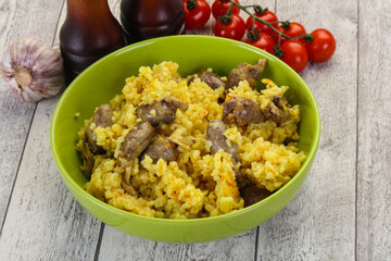 Rice with Chicken hearts