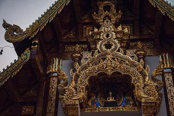 Fototapeta premium beautiful details of Thai fine arts at Buddhist temple