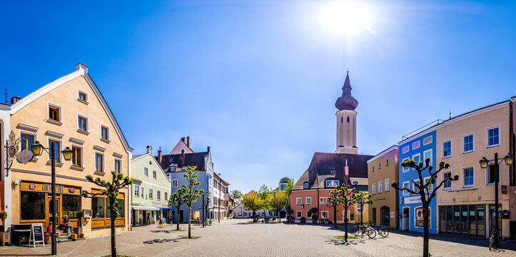 Erding, Germany - April 25: historic buildings at the famous old town of freising on April 25, 2020