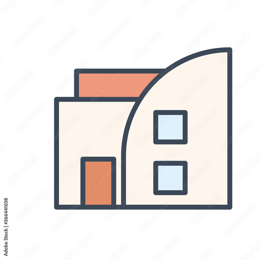 Poster house with windows and door line and fill style icon vector design