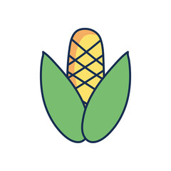 corn vegetable icon, line fill style